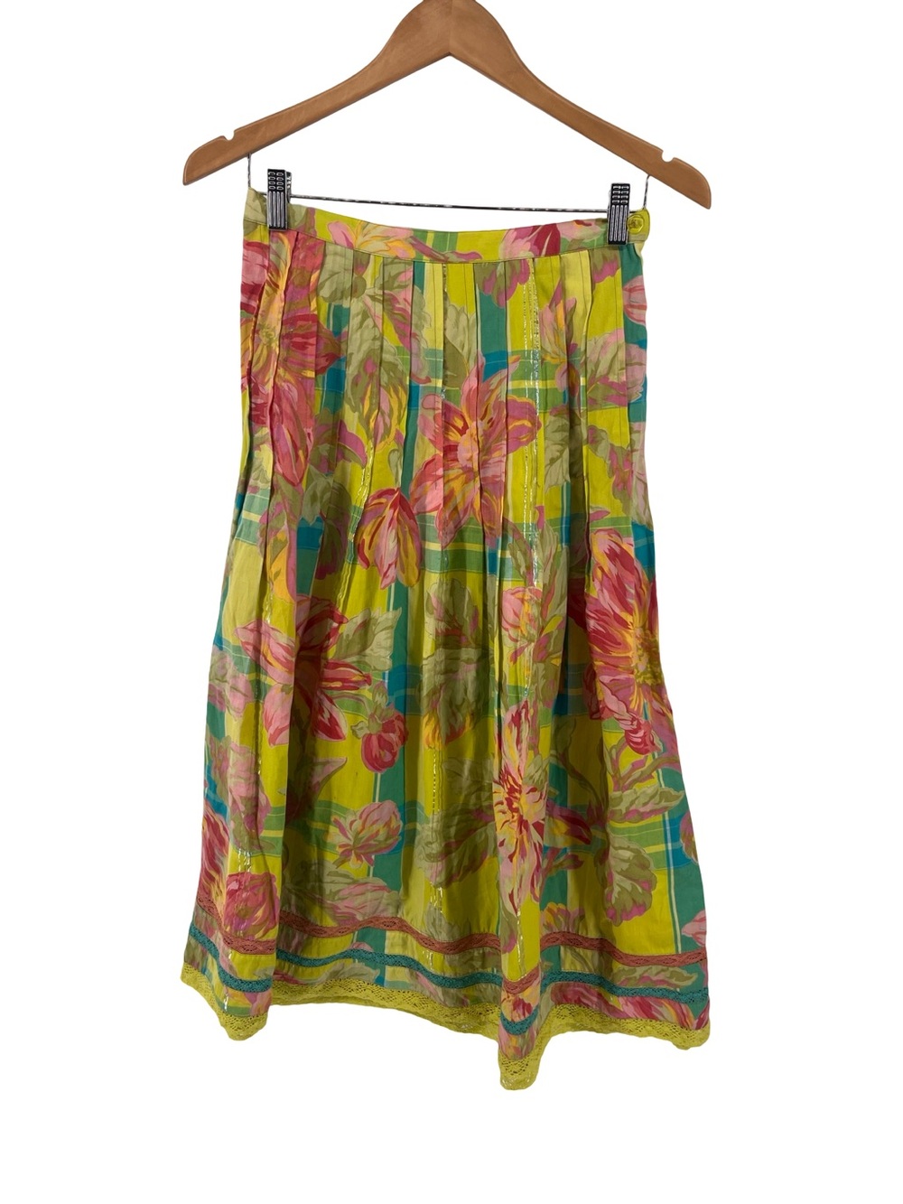 April Cornell Floral Cottagecore Midi Skirt | Boho Prairie Cotton Skirt Small - Picture 2 of 6